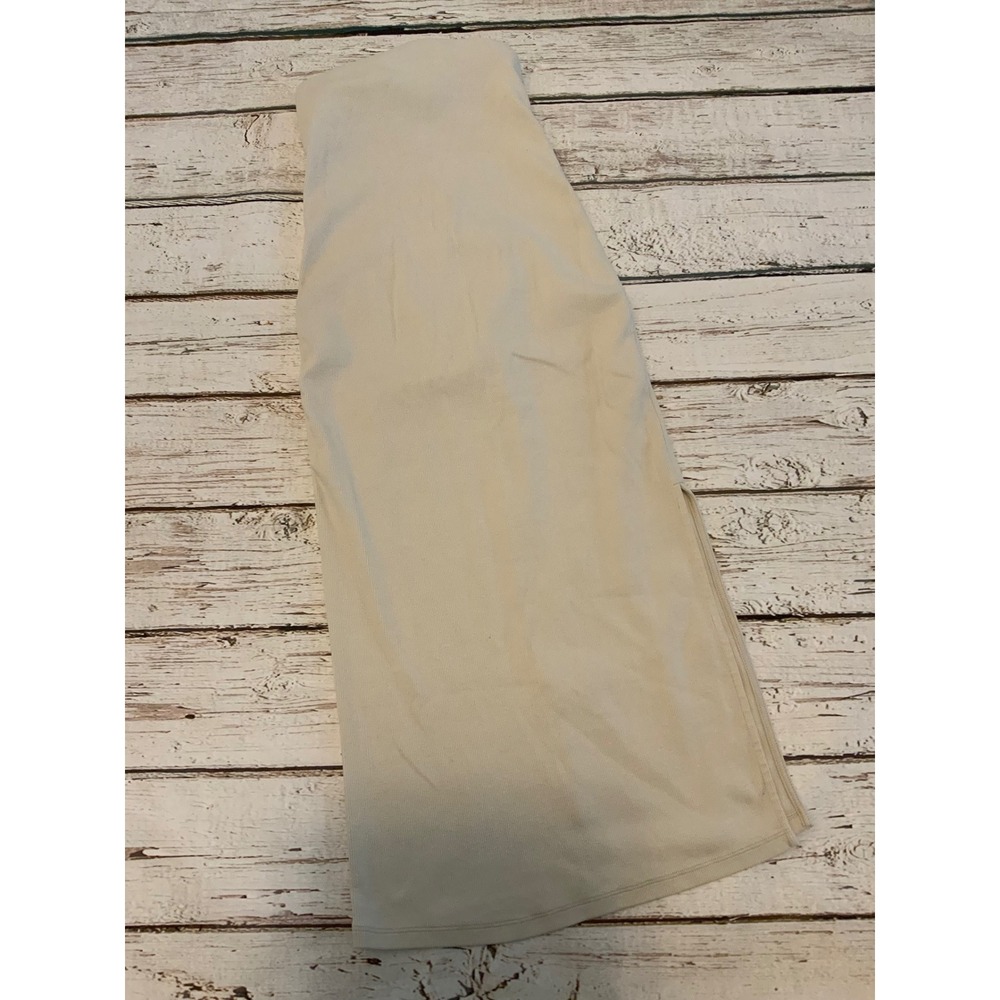 Old Navy Ribbed Knit Tube Maxi Dress Cream Beige XS Petite Side Slit Sleeveless